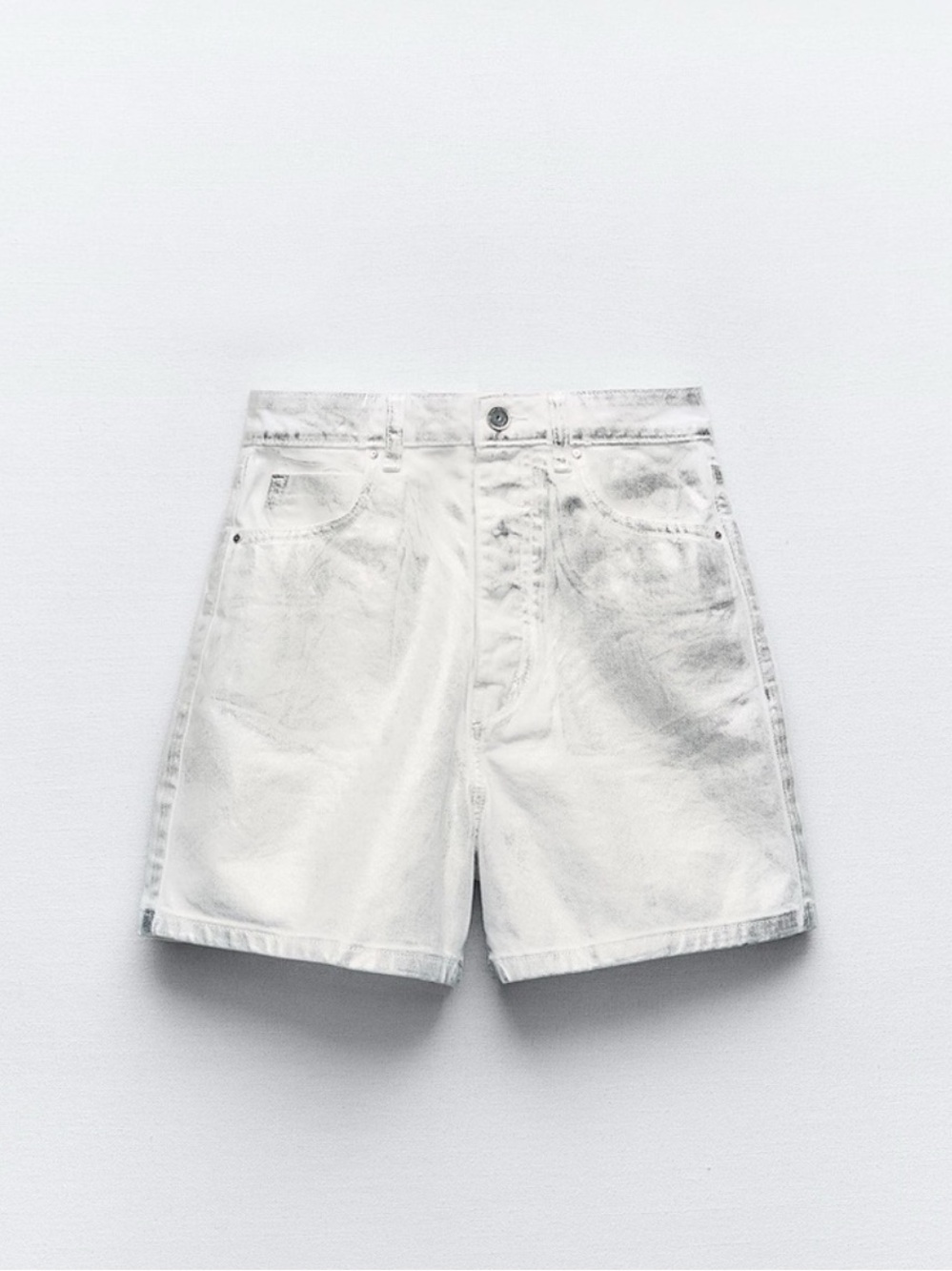 Zara silver foil denim shorts